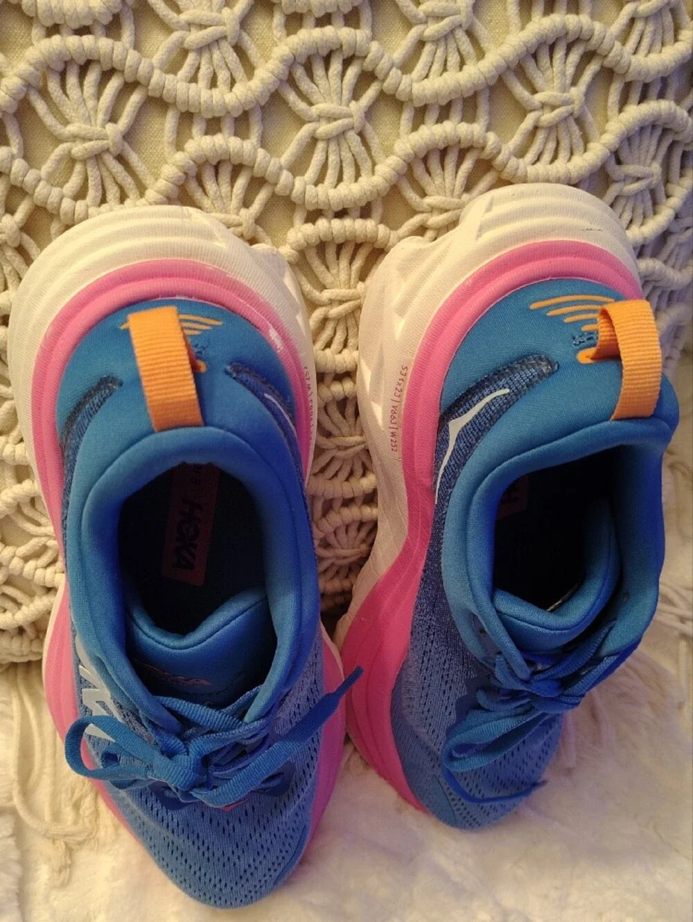 Hoka Women's Blue & Pink Bondi 8 Running Sneakers